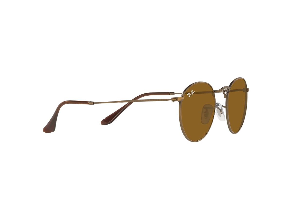 ROUND METAL ANTIQUED Sunglasses in Antique Gold and Brown - RB3447