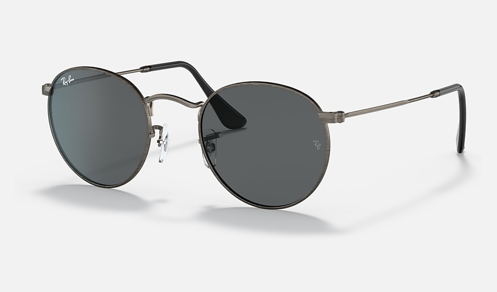 Portugees Versnel knop Round Metal Antiqued Sunglasses in Gunmetal and Dark Grey | Ray-Ban®
