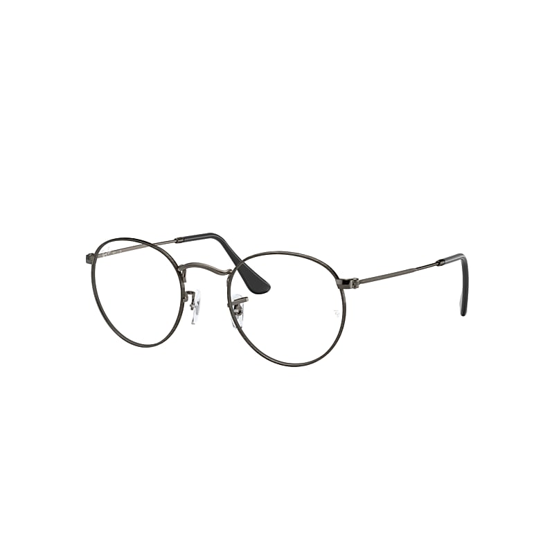 Ray-Ban Round Metal Optics Eyeglasses Antique Gunmetal Frame Clear Lenses 50-21