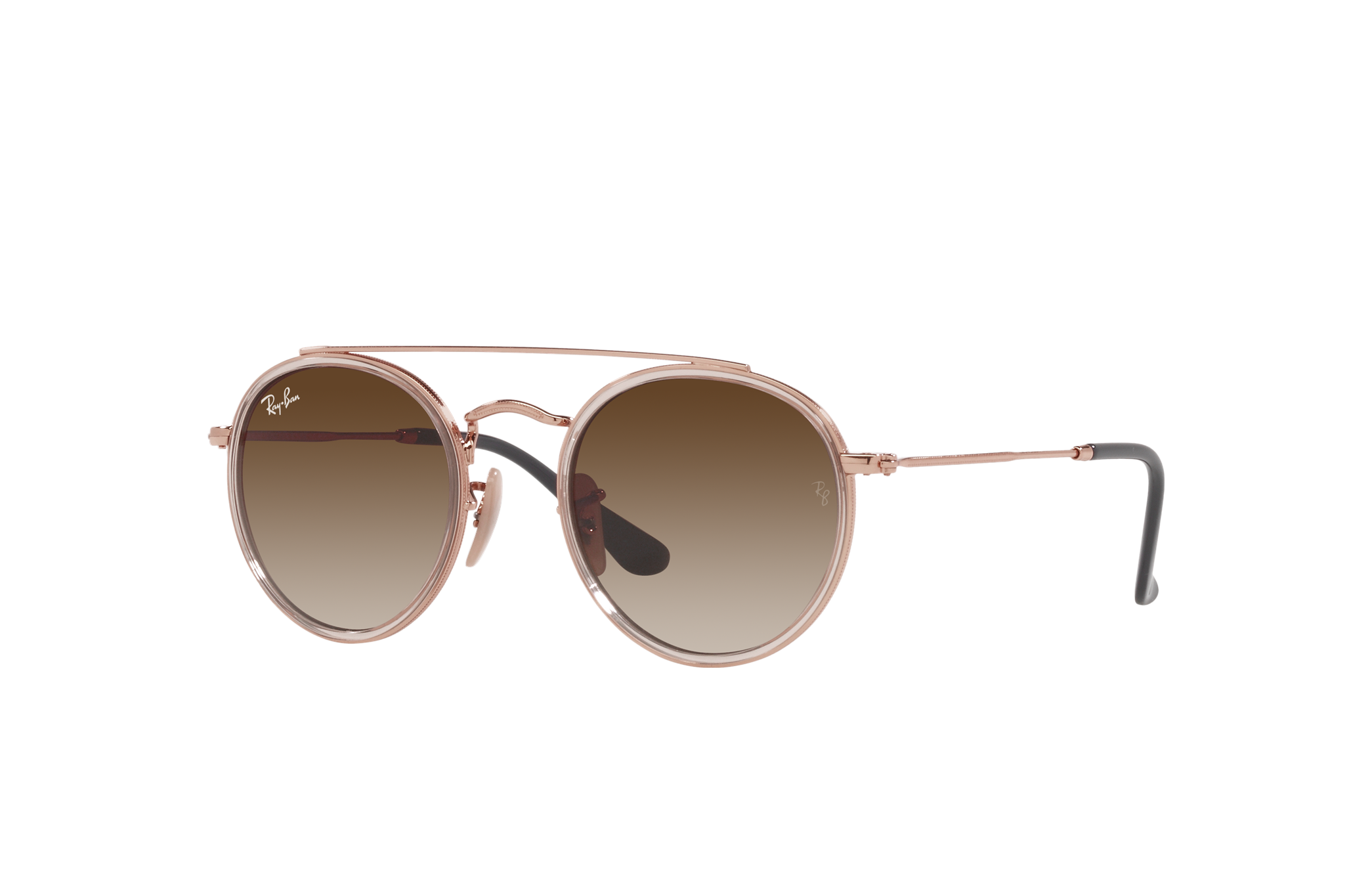 ray ban round double bridge rose gold