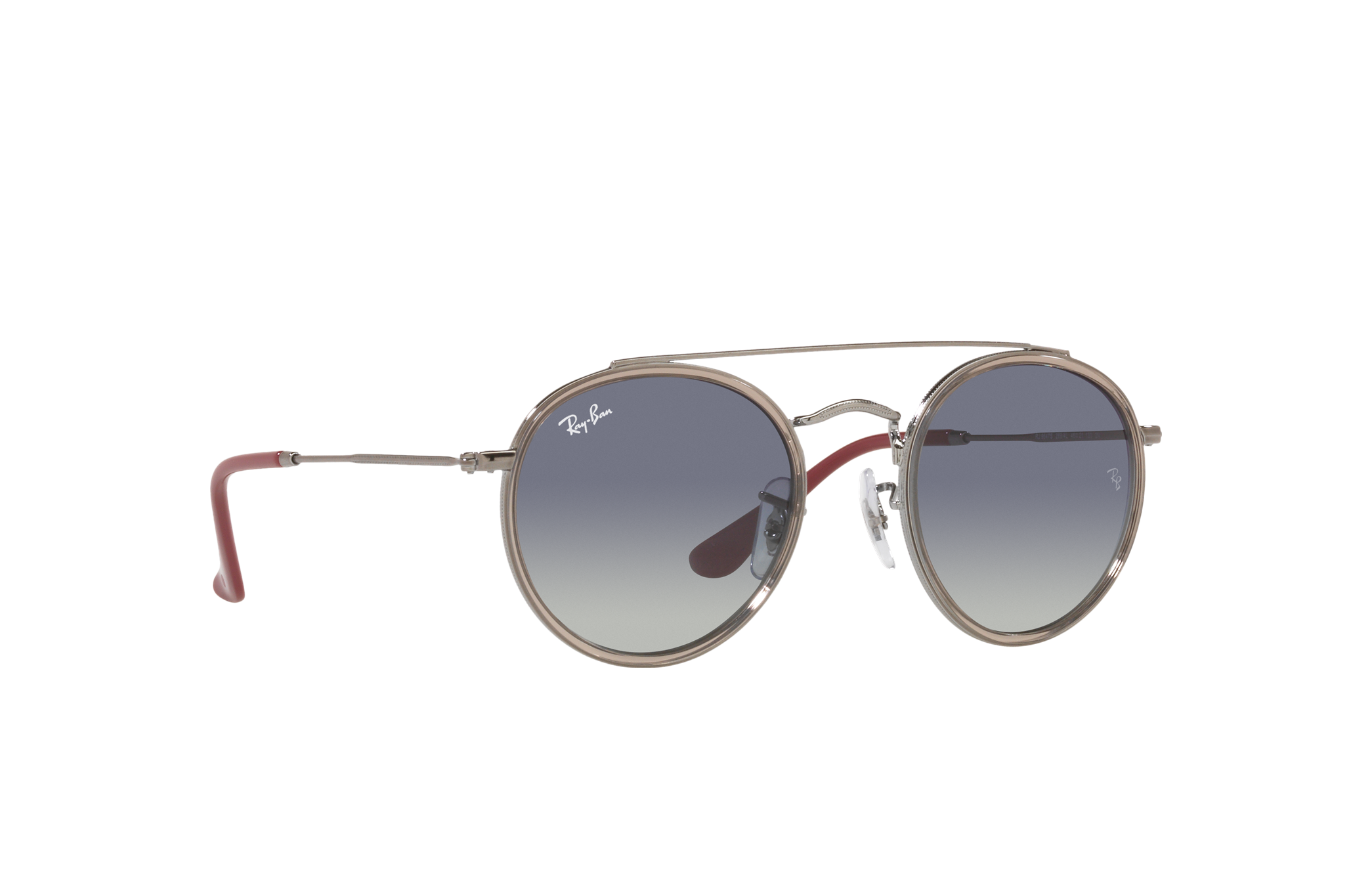 Round Double Bridge Kids Sunglasses in Transparent Grey and Blue | Ray-Ban®