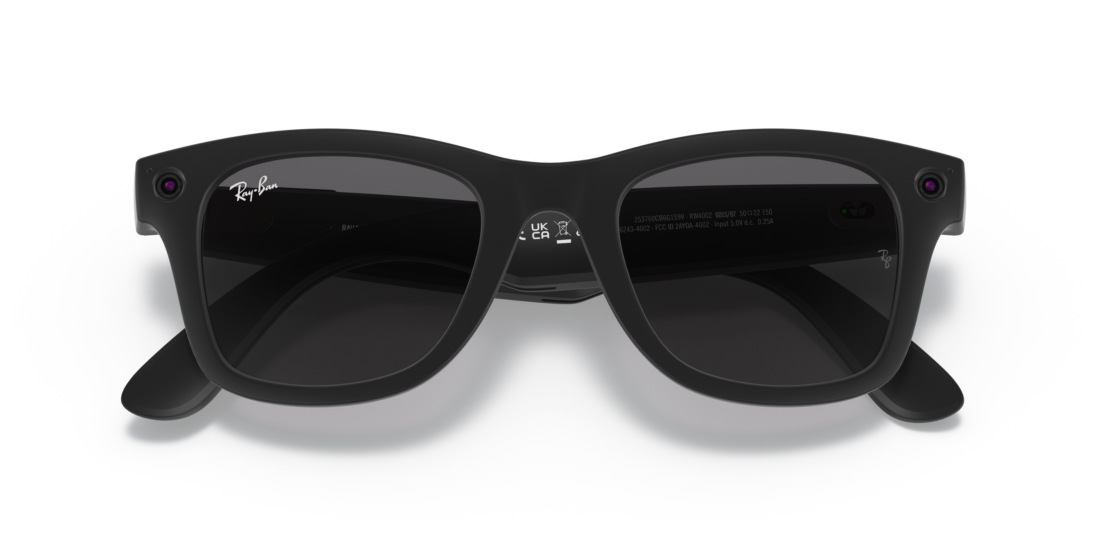 Ray-ban Stories | Wayfarer Sunglasses in Matte Black and Dark Grey 