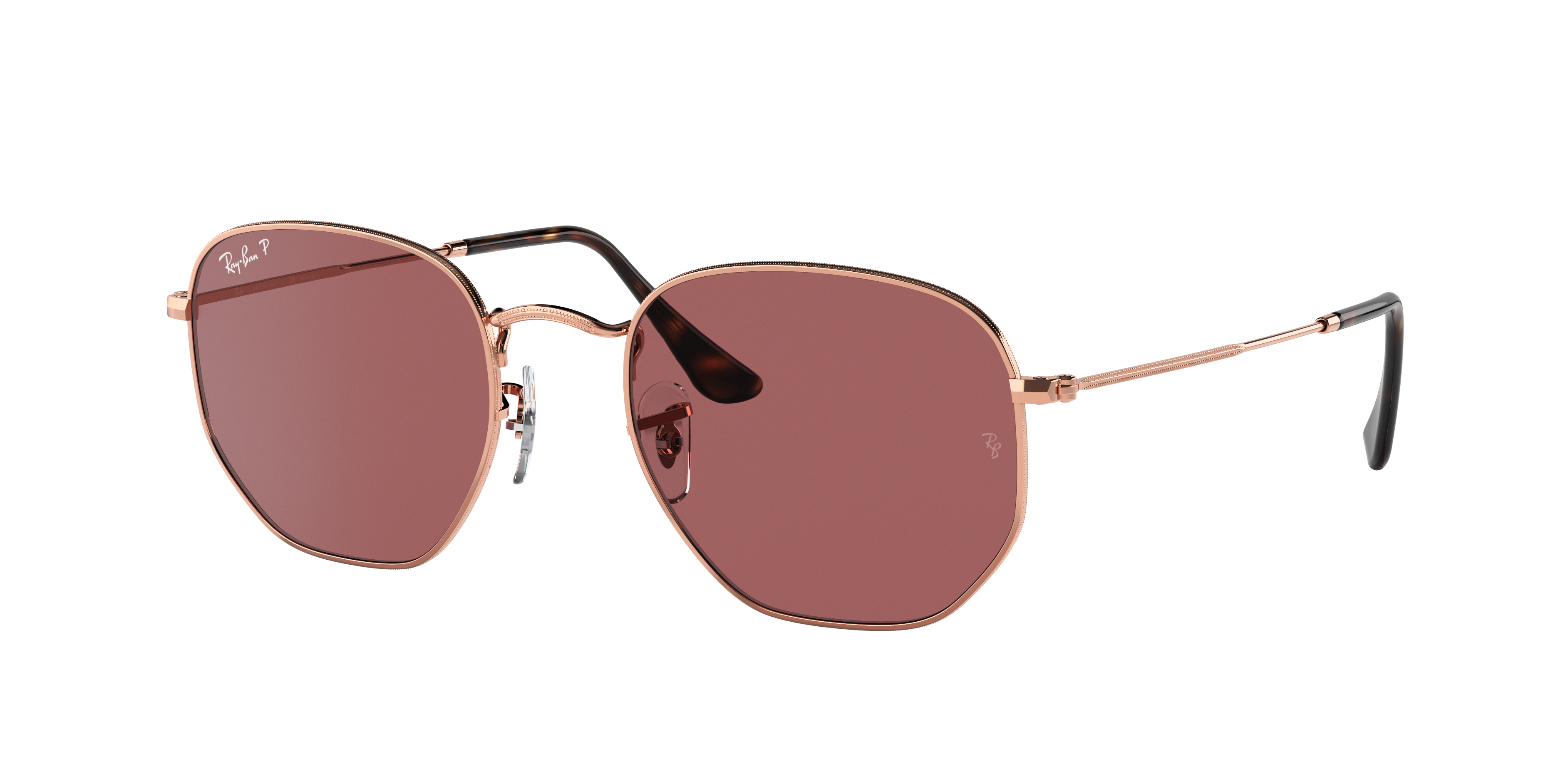 Hexagonal Flat Lenses Sunglasses in Rose Gold and Violet | Ray-Ban®