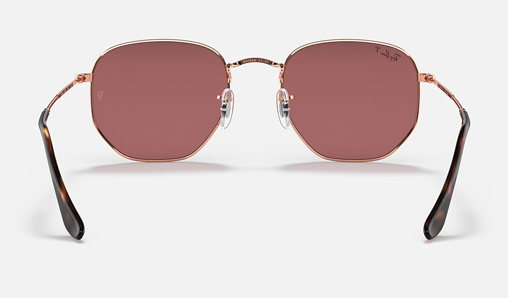 Hexagonal Flat Lenses Sunglasses in Rose Gold and Violet | Ray-Ban®