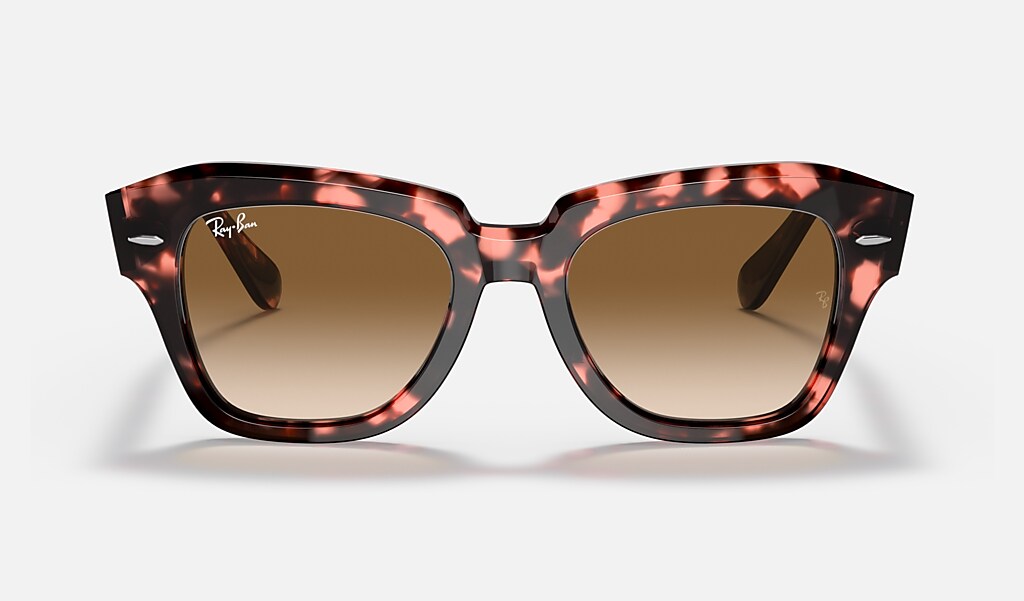 State Street Fleck Sunglasses in Pink Havana and Light Brown | Ray-Ban®