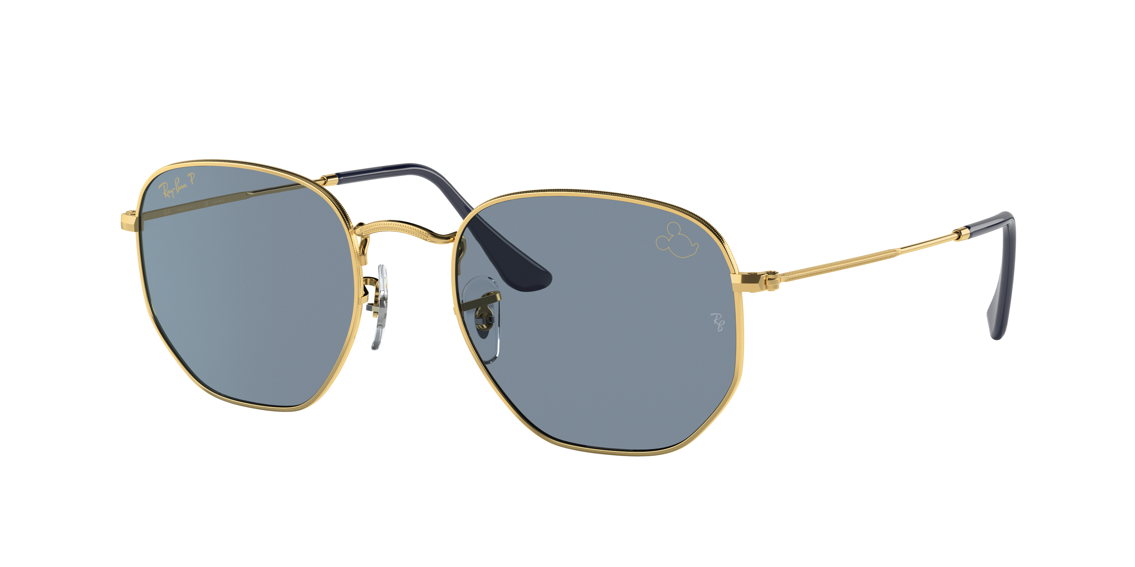 Hexagonal Mickey Wdm50 Sunglasses in Gold and Blue/Silver | Ray-Ban®