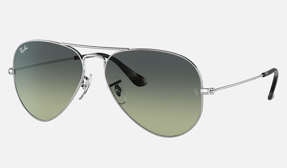 AVIATOR @COLLECTION Sunglasses in Silver and Green/Blue - RB3025