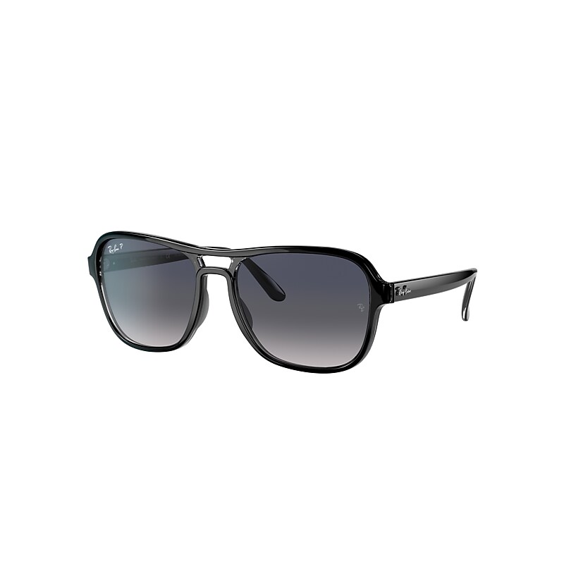Ray-Ban State Side Sunglasses Black Frame Blue Lenses Polarized 58-17 product image
