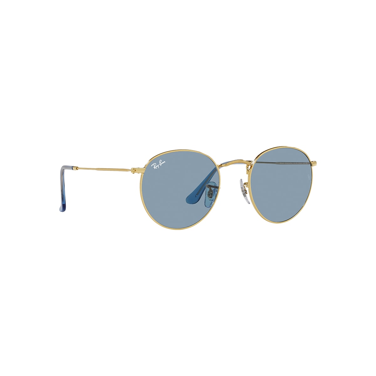 Round Metal True Blue Sunglasses in Gold and Blue | Ray-Ban®
