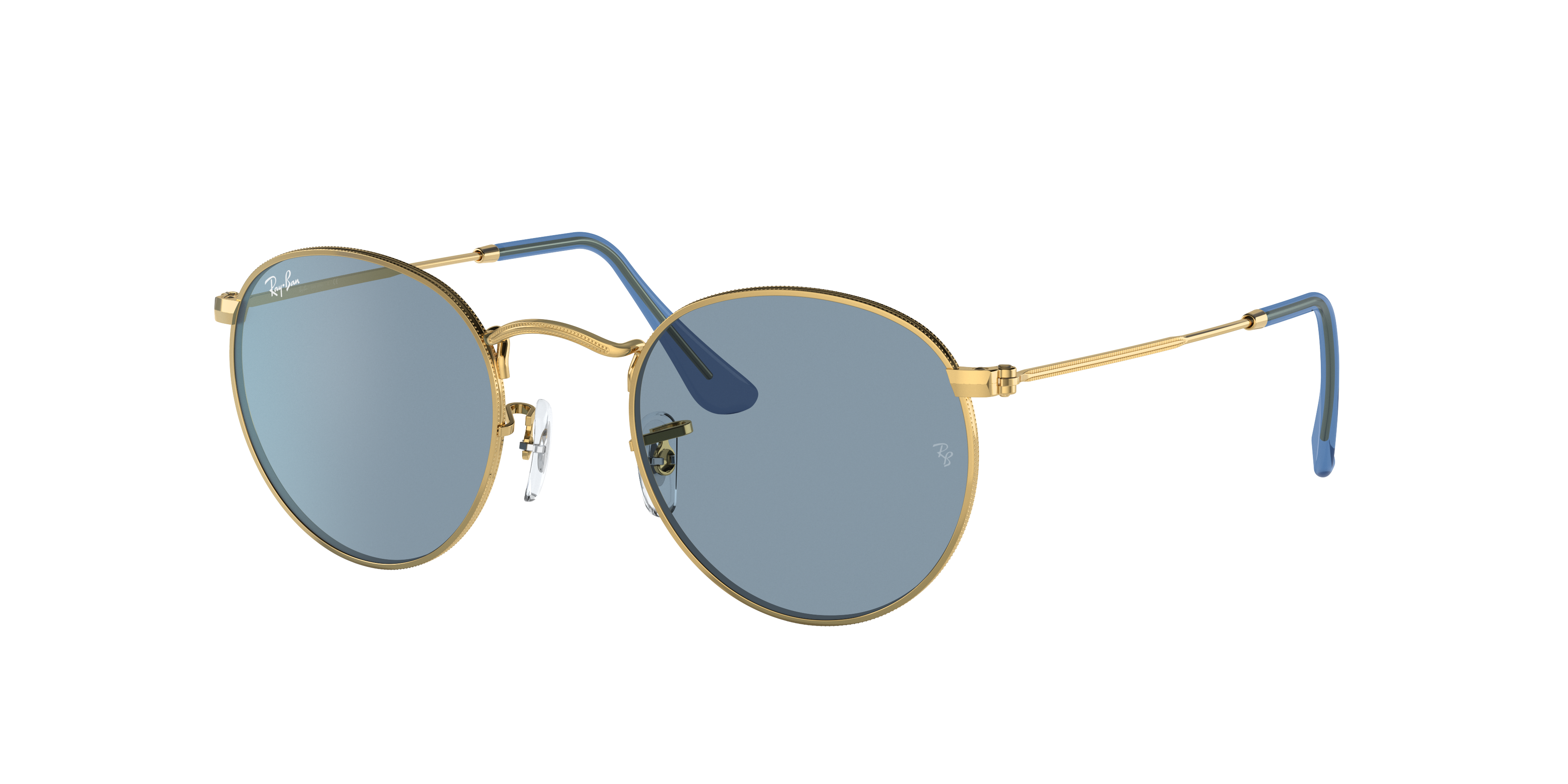 Round Metal True Blue Sunglasses Gold Blue | Ray-Ban®