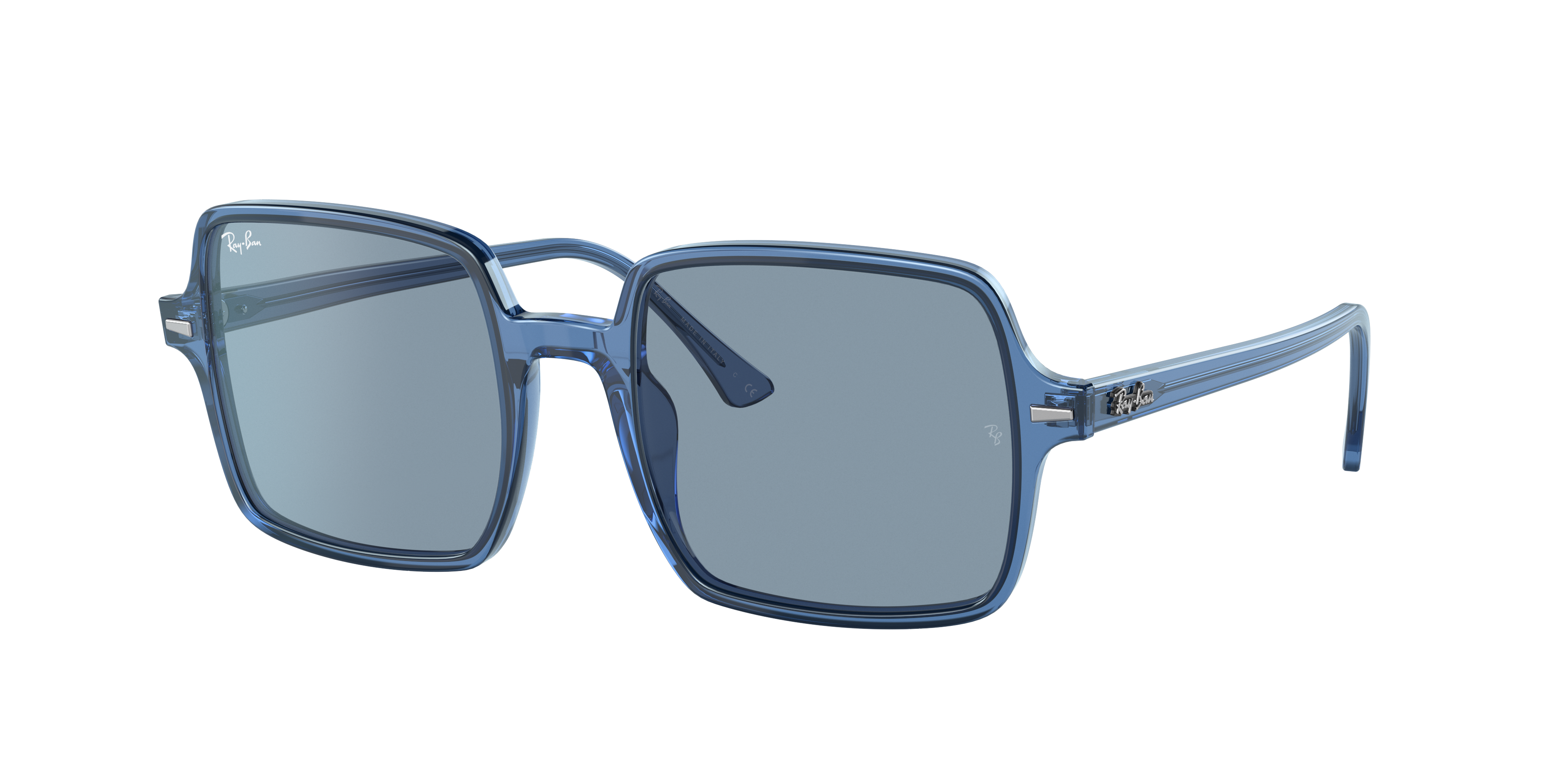 Square Ii True Blue Sunglasses in Transparent Blue and Blue | Ray-Ban®