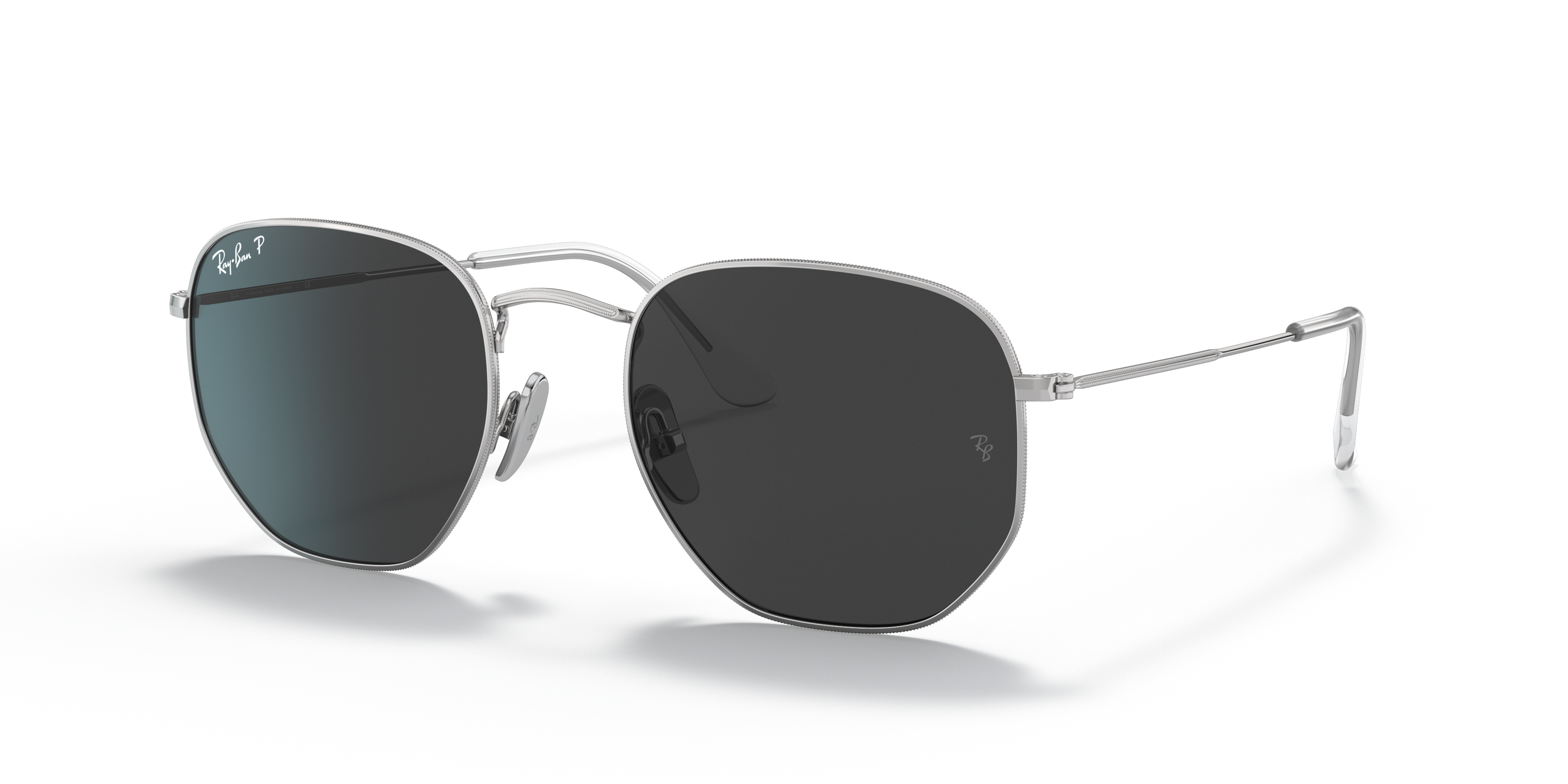 Hexagonal Titanium Sunglasses in Silver and Grey | Ray-Ban®