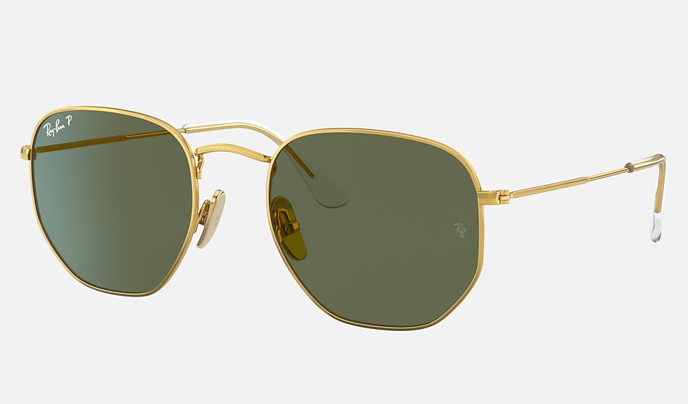 HEXAGONAL TITANIUM Polarized Sunglasses in Gold and Green
