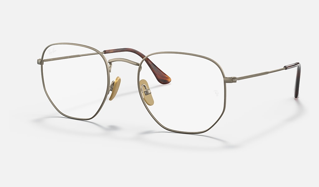 Hexagonal Titanium Optics Eyeglasses with Gold Frame | Ray-Ban®