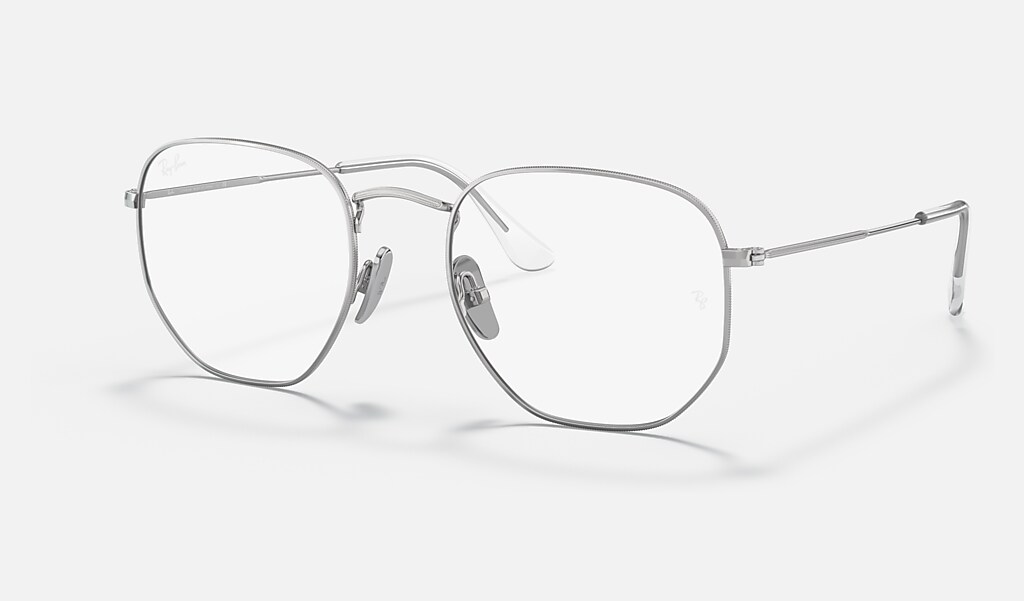 Hexagonal Titanium Optics Eyeglasses with Silver Frame | Ray-Ban®
