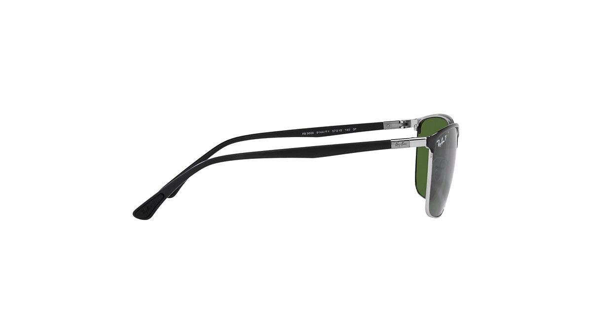 RB3686 CHROMANCE Sunglasses in Black On Silver and Dark Green