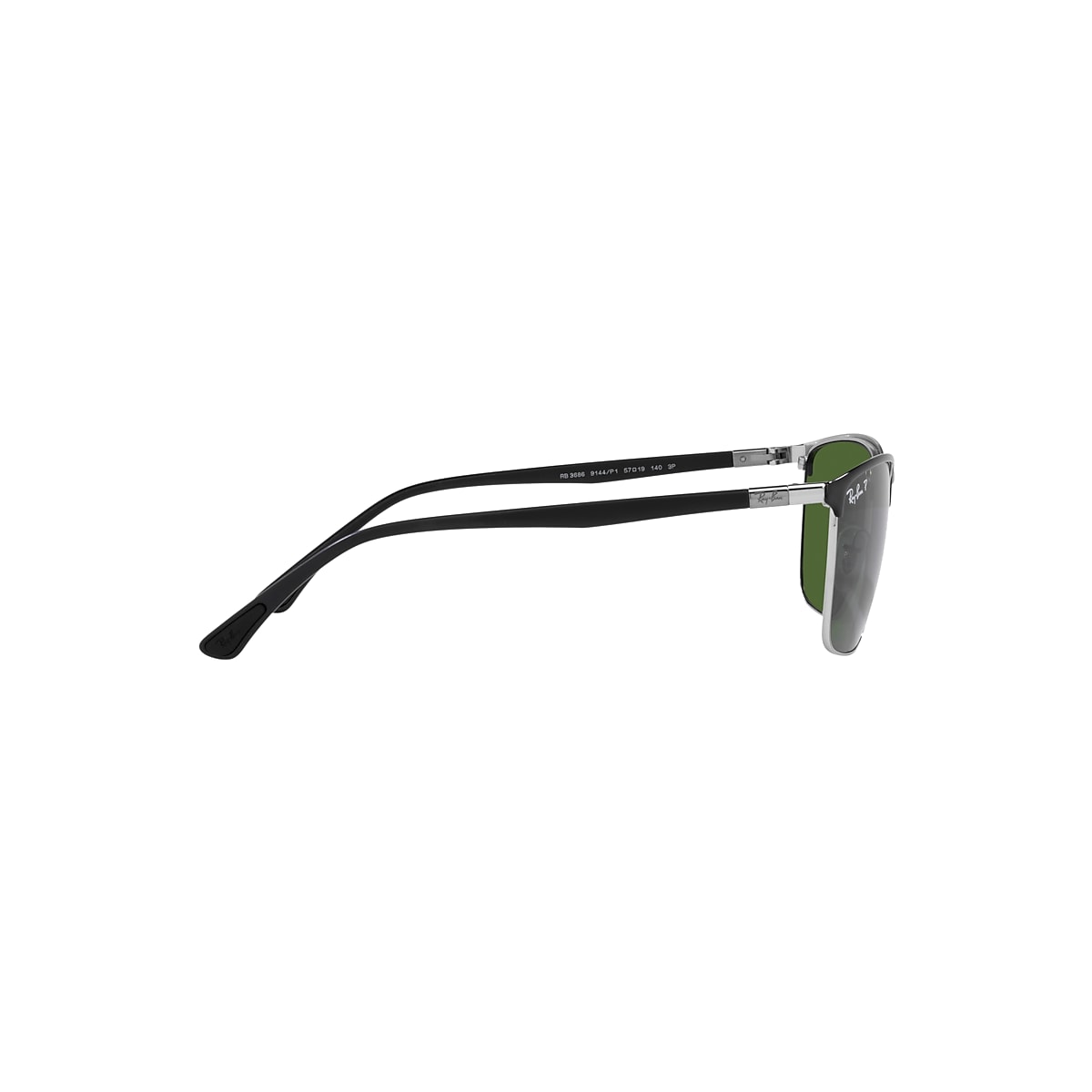 RB3686 CHROMANCE Sunglasses in Black On Silver and Dark Green 