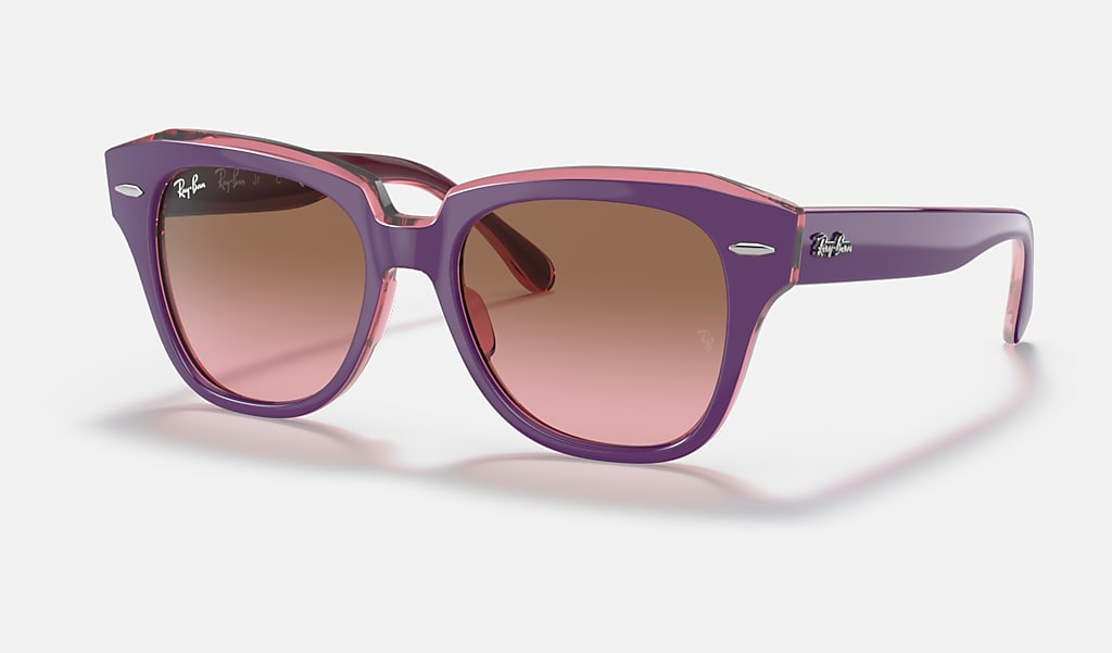State Street Kids Sunglasses in Violet On Transparent Pink and Brown | Ray- Ban®