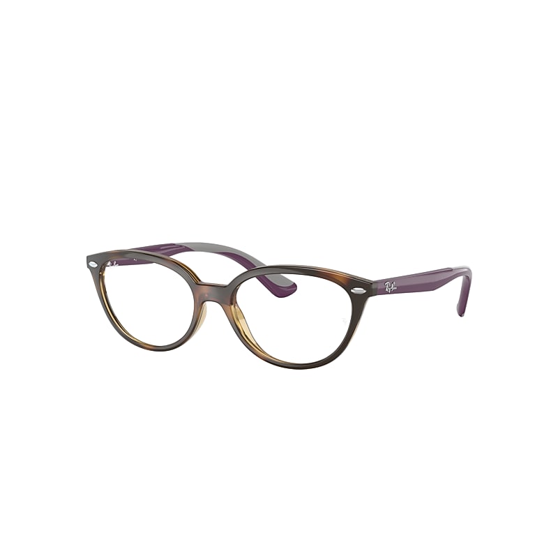 Ray-Ban Junior Rb1612 Optics Kids Eyeglasses Purple On Rubber Grey Frame Clear Lenses Polarized 48-15