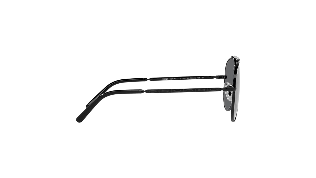 Ray-Ban New Aviator Sunglasses Black Frame Grey Lenses 55-14