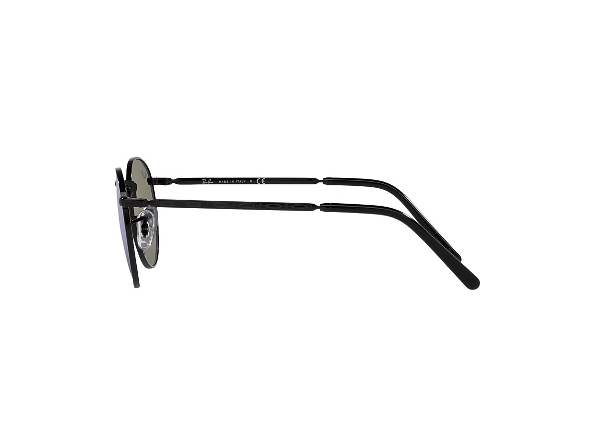 NEW ROUND Sunglasses in Black and Green Mirror Blue - RB3637