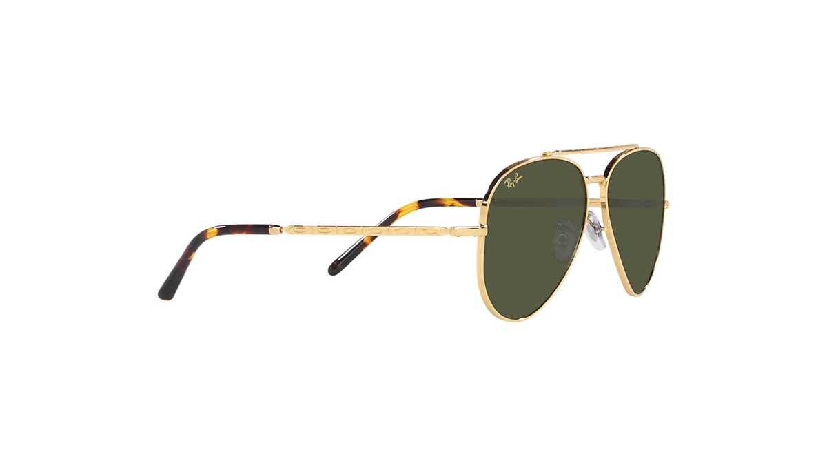 Gold Metal And Web Frame Aviator Sunglasses With Green Lenses