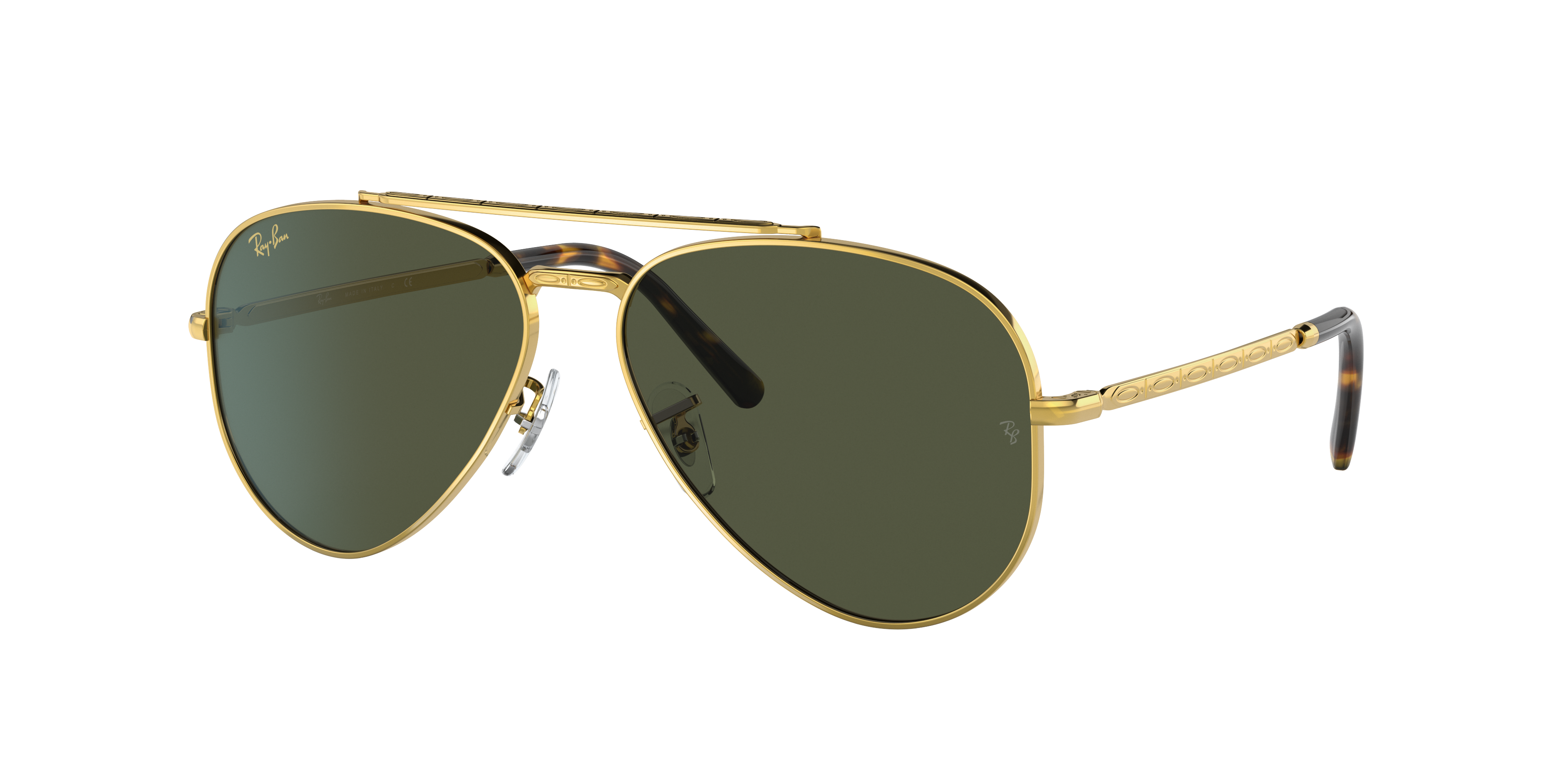 New Aviator Sunglasses in Gold and Green | Ray-Ban®