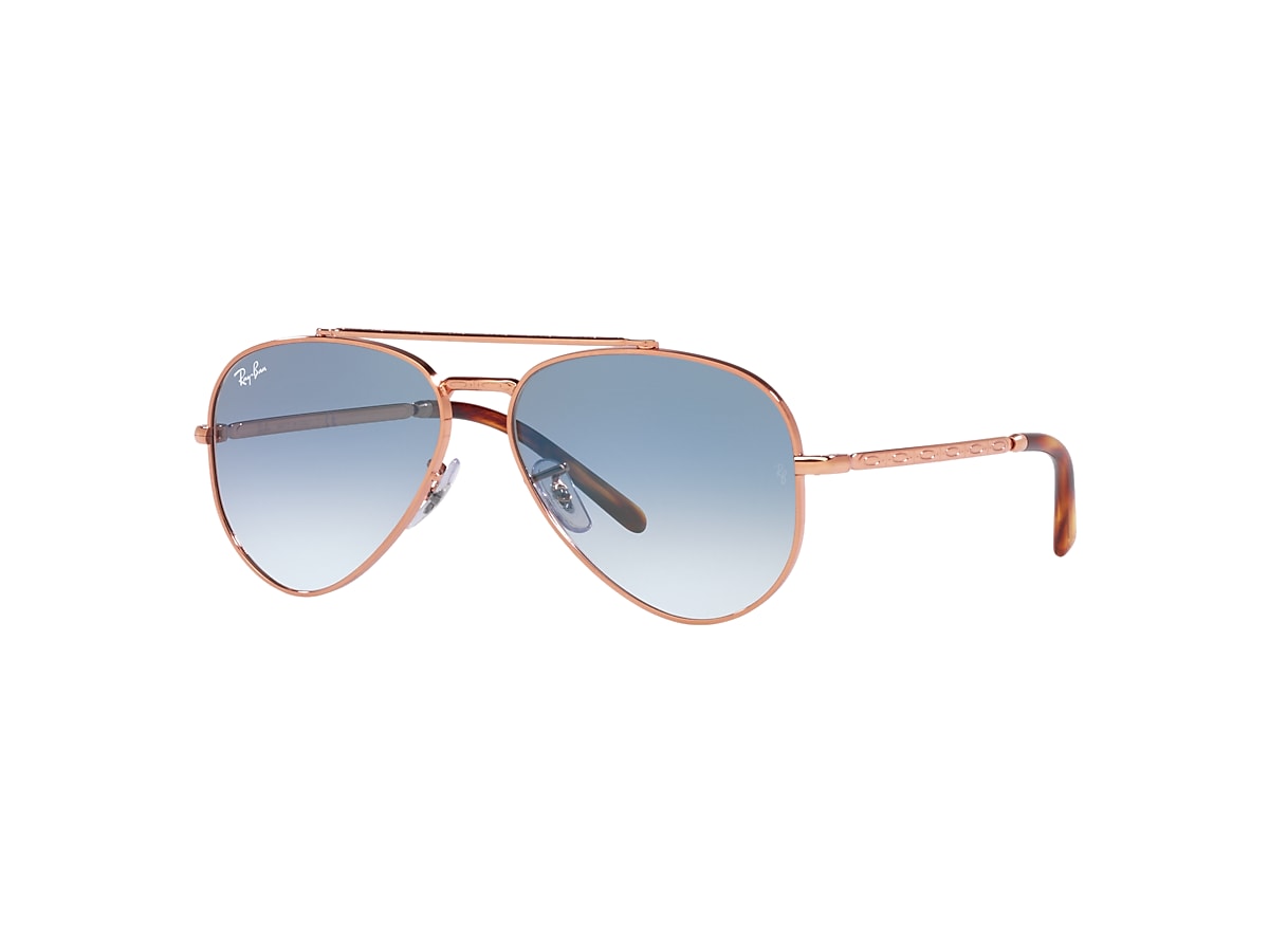 New Aviator Sunglasses in Rose Gold and Blue | Ray-Ban®