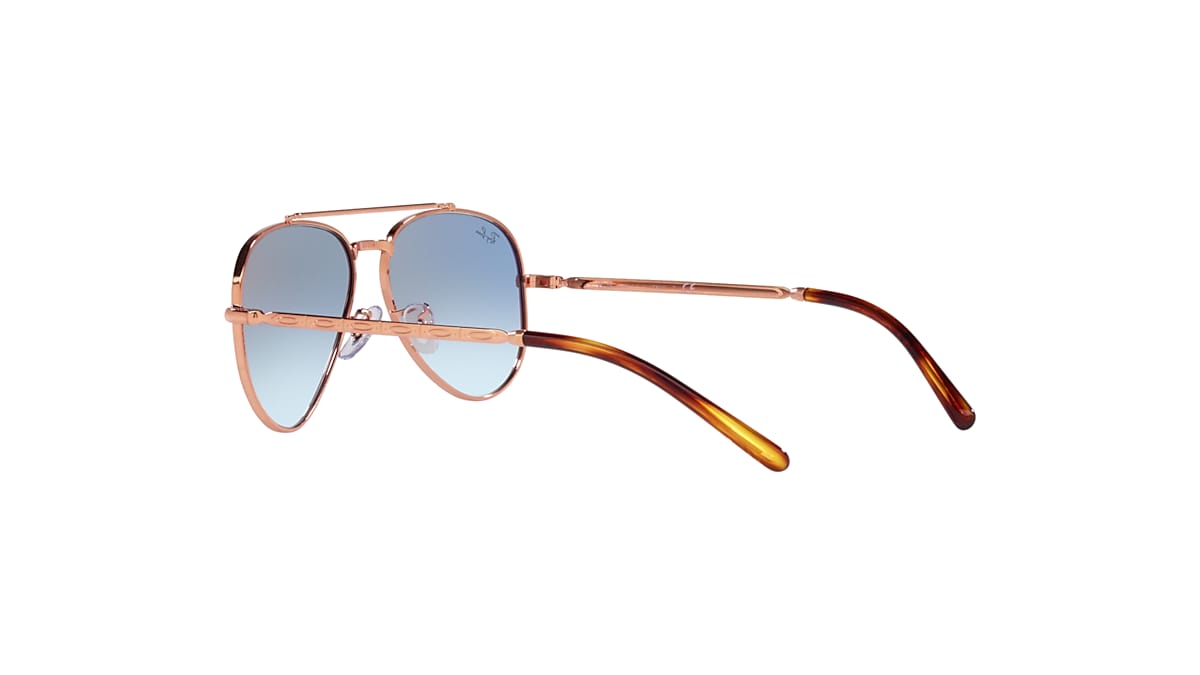 NEW AVIATOR Sunglasses in Rose Gold and Blue - RB3625 | Ray-Ban® NO