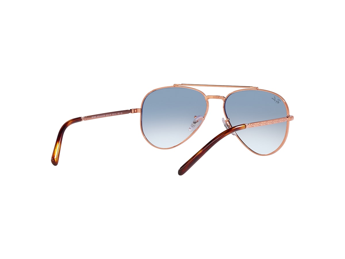 New Aviator Sunglasses in Rose Gold and Blue | Ray-Ban®