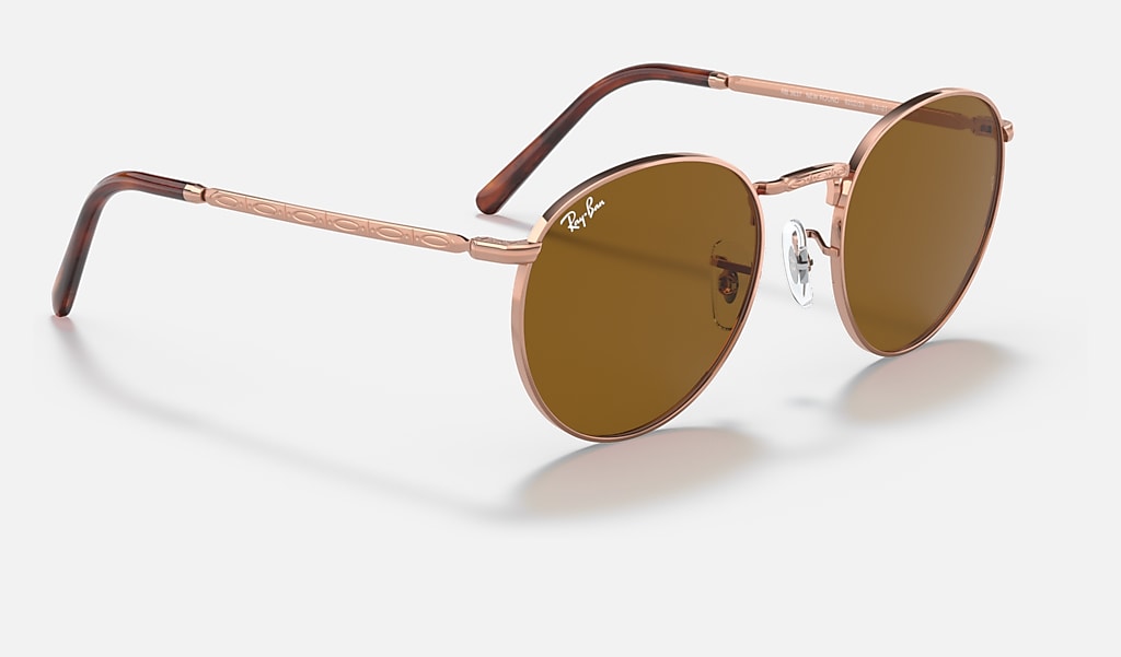 New Round Sunglasses in Rose Gold and Brown | Ray-Ban®