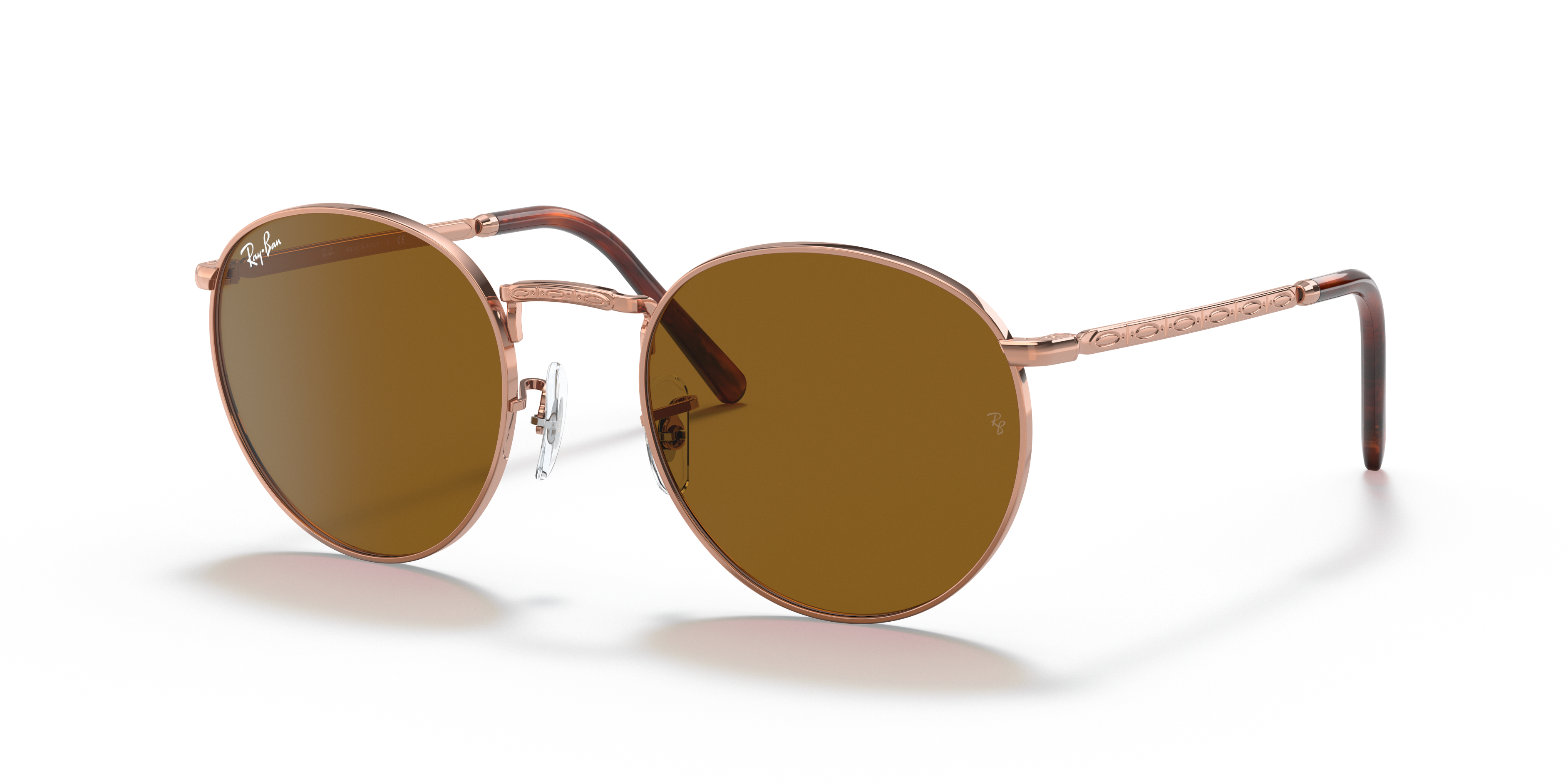 ray ban round metal rose gold