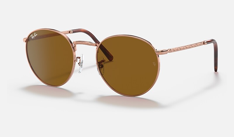 NEW ROUND Sunglasses in Rose Gold and Brown - RB3637