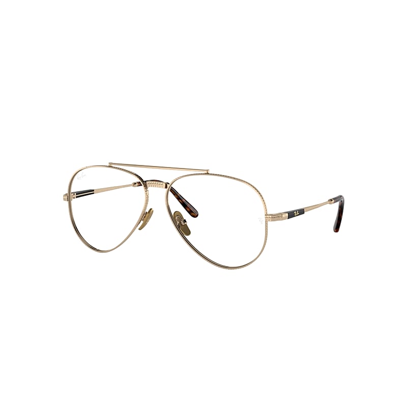 Ray Ban Aviator Ii Titanium Optics Eyeglasses Gold Frame Clear Lenses Polarized 55-14