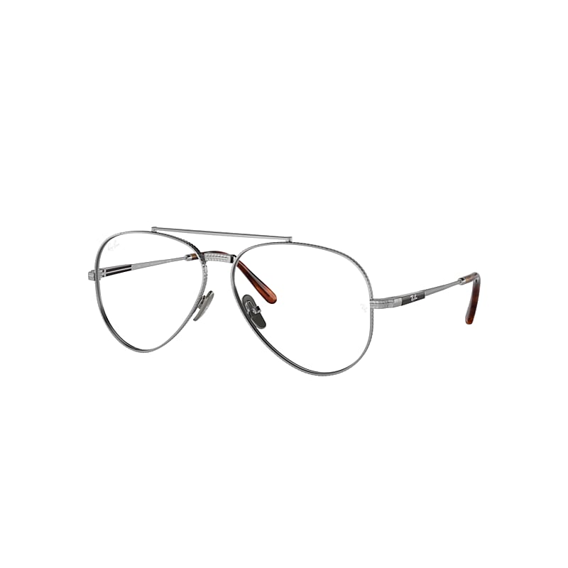 Ray Ban Aviator Ii Titanium Optics Eyeglasses Silver Frame Clear Lenses ...