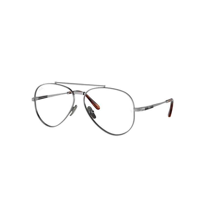 Ray Ban Aviator Ii Titanium Optics Eyeglasses Silver Frame Clear Lenses Polarized 58-14