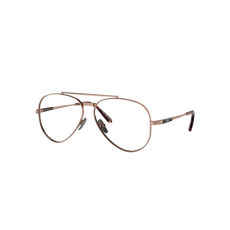 Ray Ban Aviator Ii Titanium Optics Eyeglasses Rose Gold Frame Clear Lenses Polarized 55-14