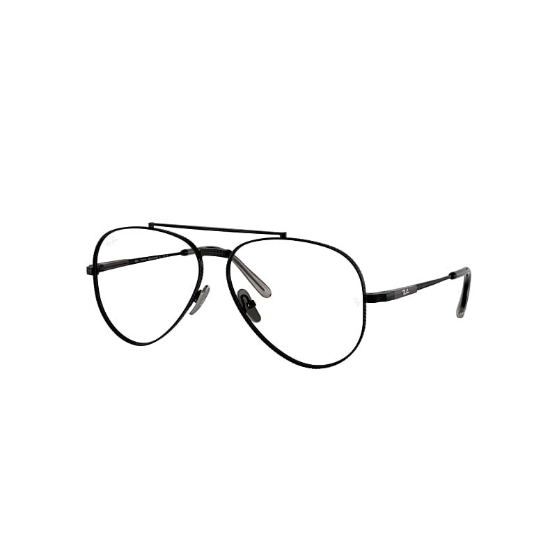 Ray Ban Aviator Ii Titanium Optics Eyeglasses Black Frame Clear Lenses Polarized 55-14