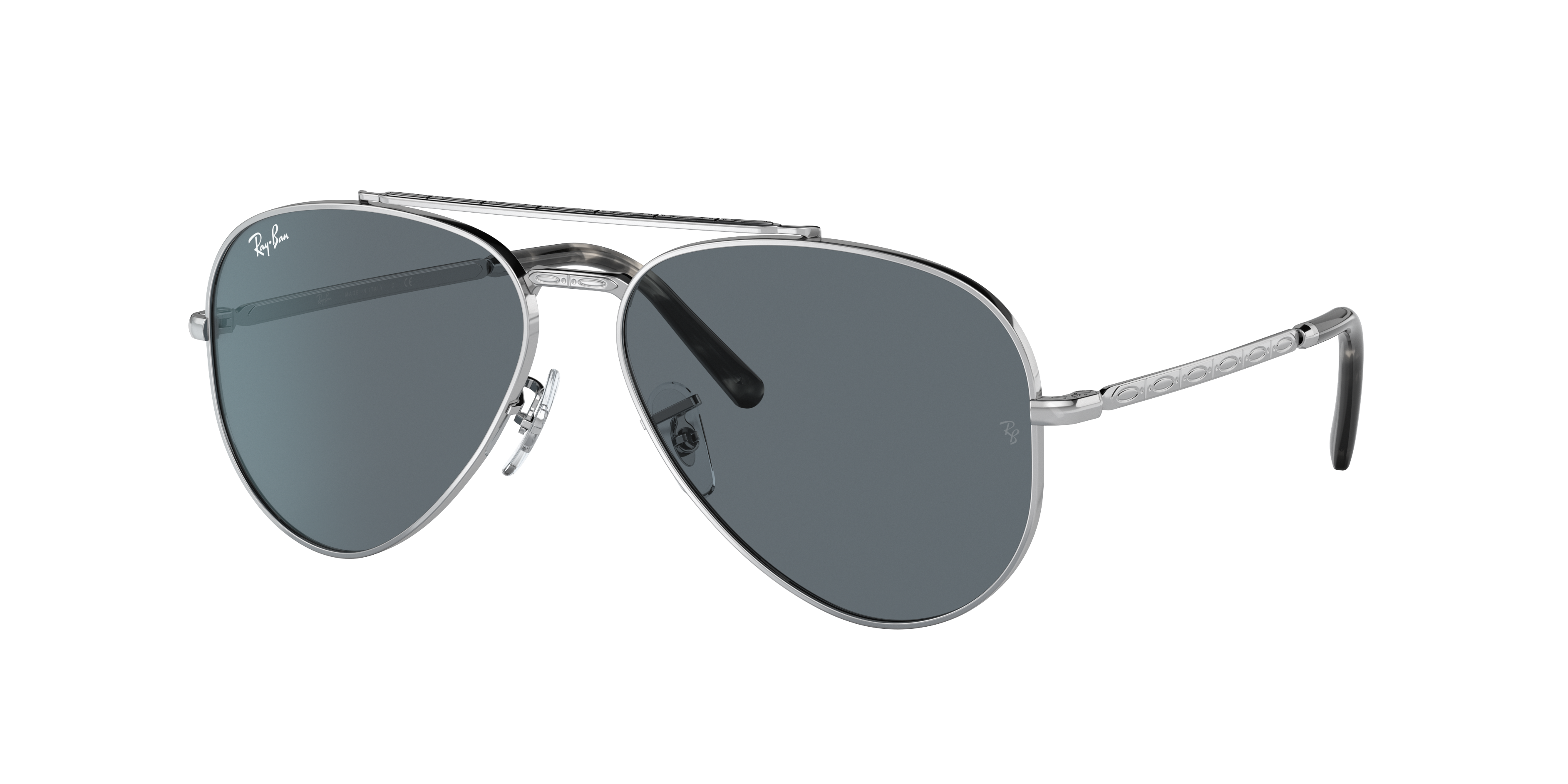 New Aviator Sunglasses in Silver and Blue | Ray-Ban®