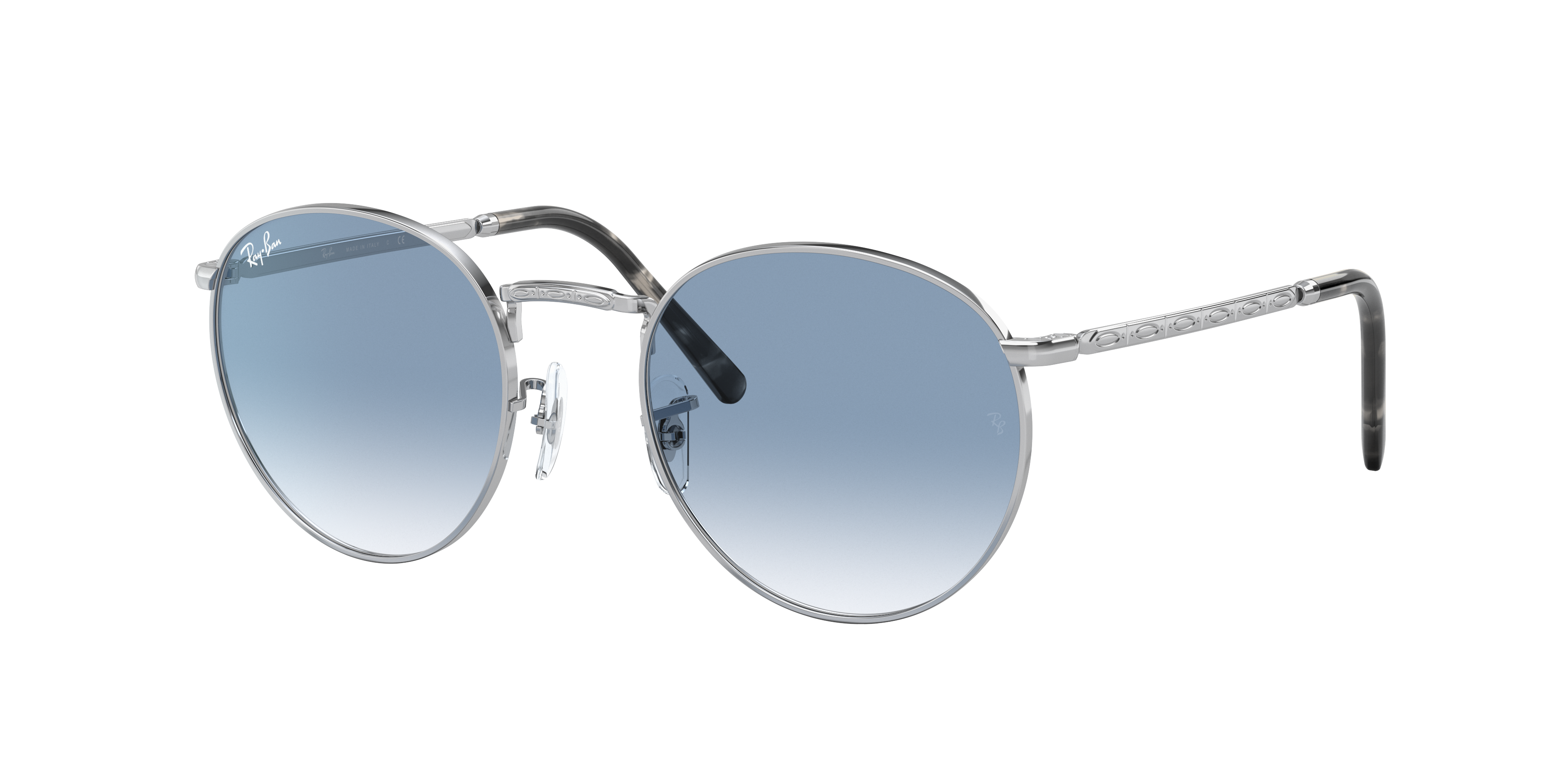 New Round Sunglasses in Silver and Blue | Ray-Ban®