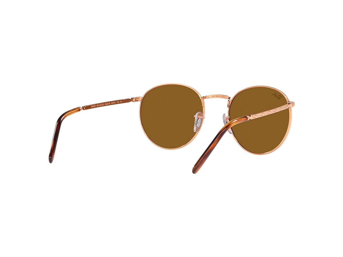 NEW ROUND Sunglasses in Rose Gold and Brown - RB3637