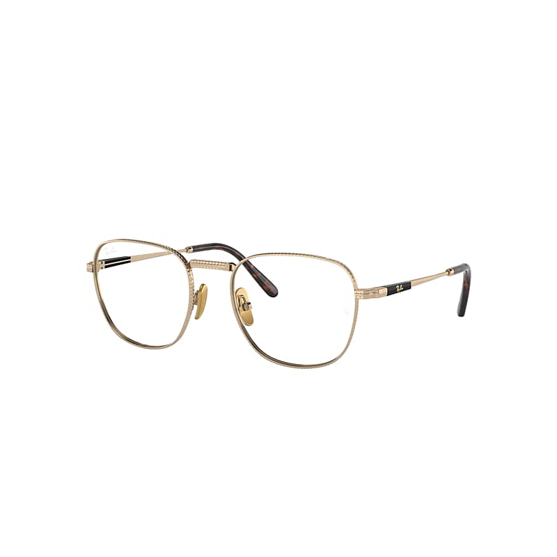 Ray Ban Frank Ii Titanium Optics Eyeglasses Gold Frame Clear Lenses Polarized 48-20 In Gold