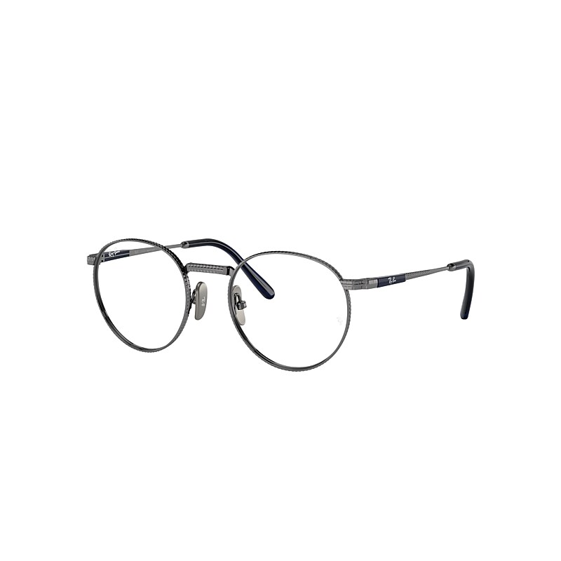 Ray Ban Round Ii Titanium Optics Eyeglasses Gunmetal Frame Clear Lenses Polarized 47-20 In Gunmetal