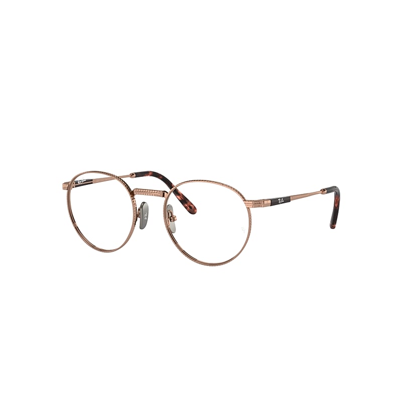 Ray Ban Round Ii Titanium Optics Eyeglasses Rose Gold Frame Clear Lenses Polarized 47-20