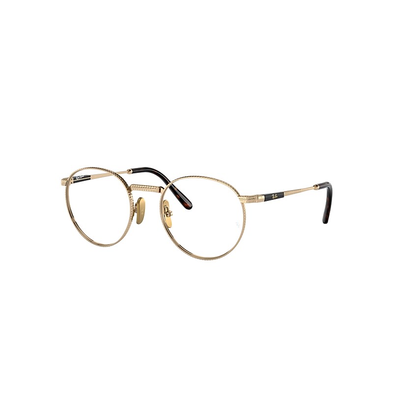 Ray Ban Round Ii Titanium Optics Eyeglasses Gold Frame Clear Lenses Polarized 50-20