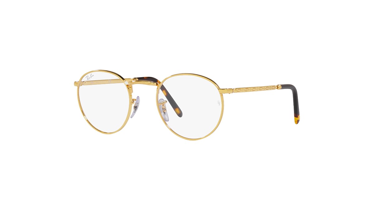 Ray-Ban Eyeglasses New Round Optics Gold Frame Clear Lenses