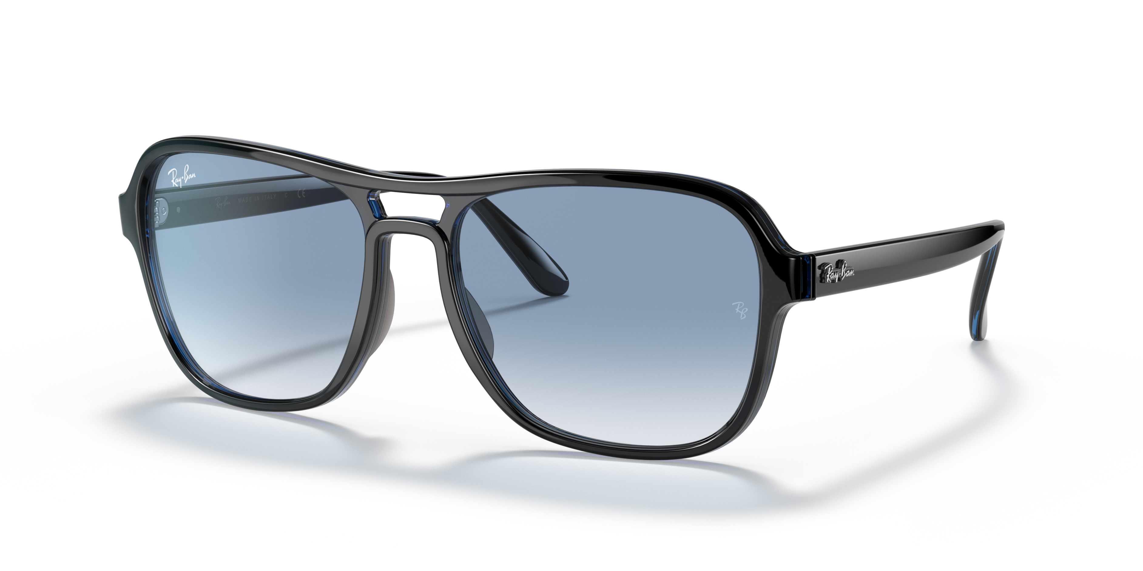 black and blue ray ban glasses