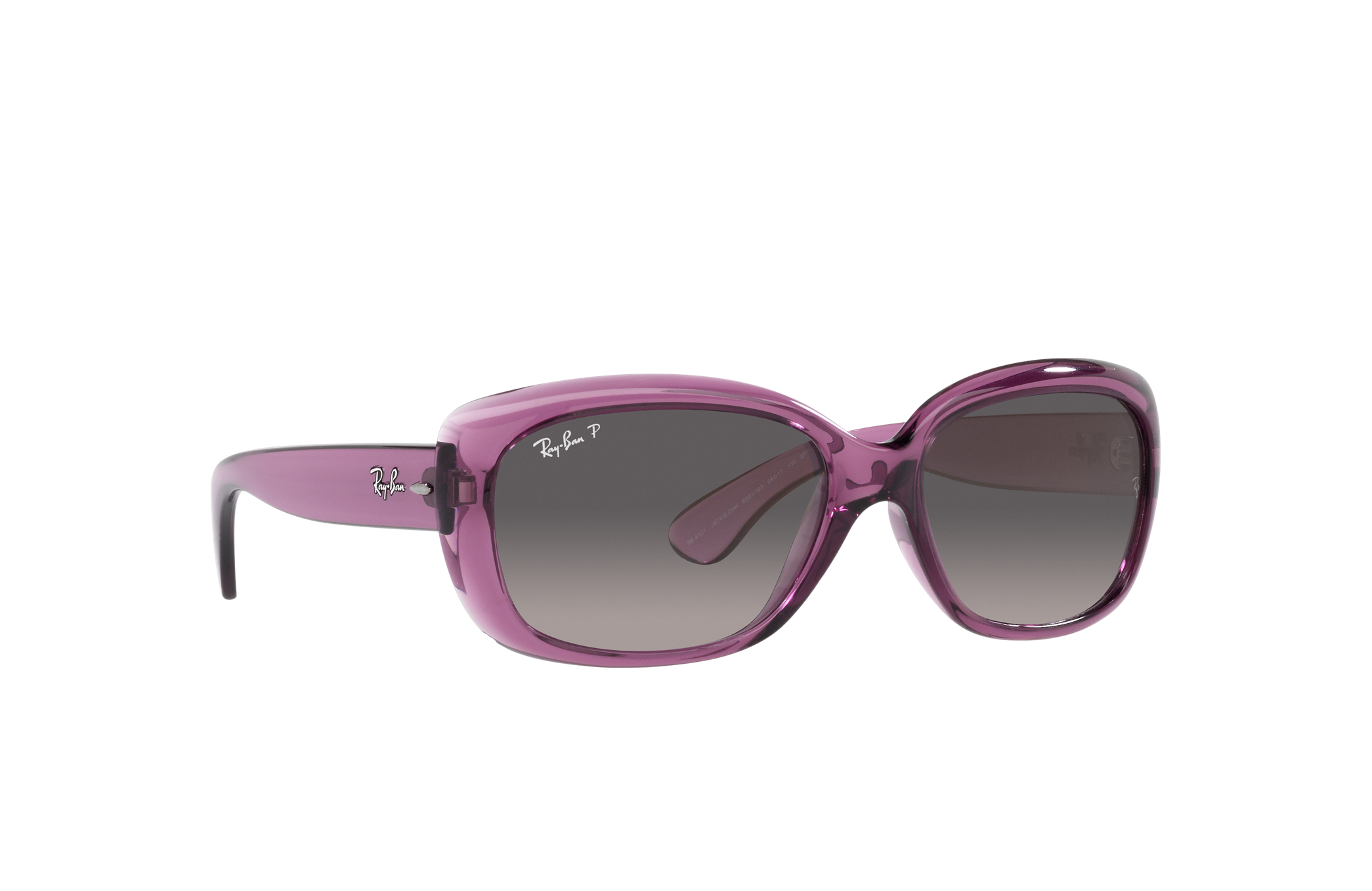Womens Sunglasses Ray-Ban Sunglasses Ray-Ban Jackie Ohh Transparent Sunglasses Transparent Violet Frame Grey Lenses Polarized 58-17 in Black 