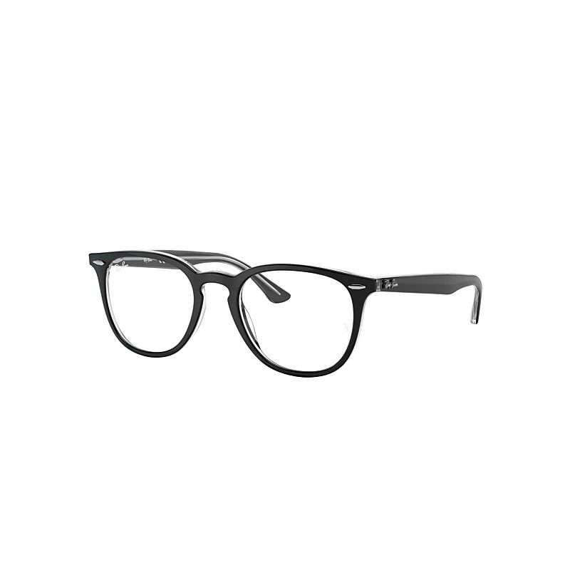 Ray Ban Rb7159 Low Bridge Fit Eyeglasses Black On Transparent Frame ...