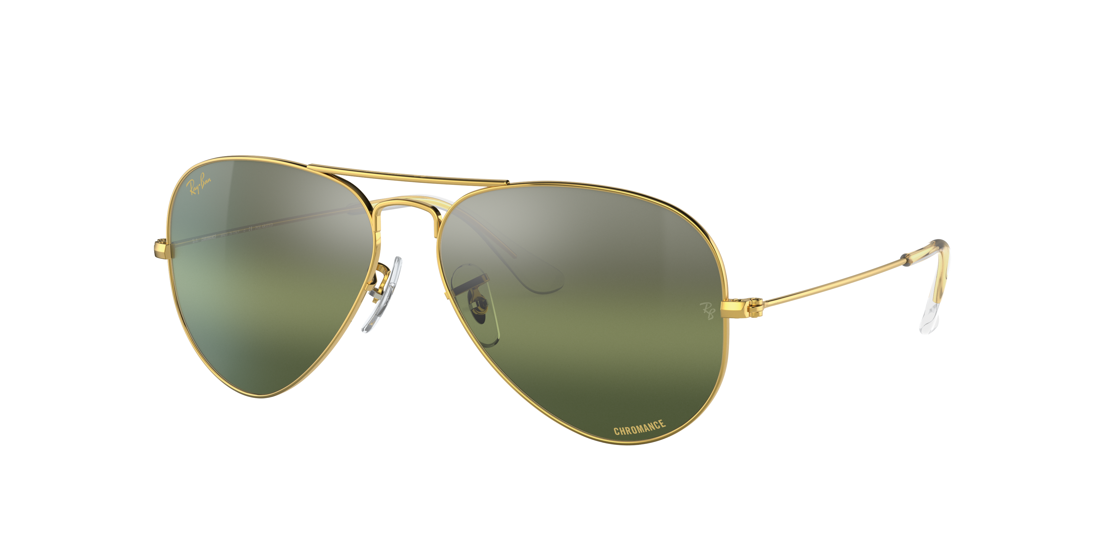 Aviator Chromance Sunglasses in Gold and Silver/Green | Ray-Ban®